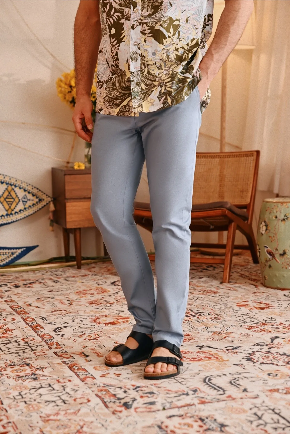 The Perfect Men Slim Fit Pants - Light Pigeon Blue