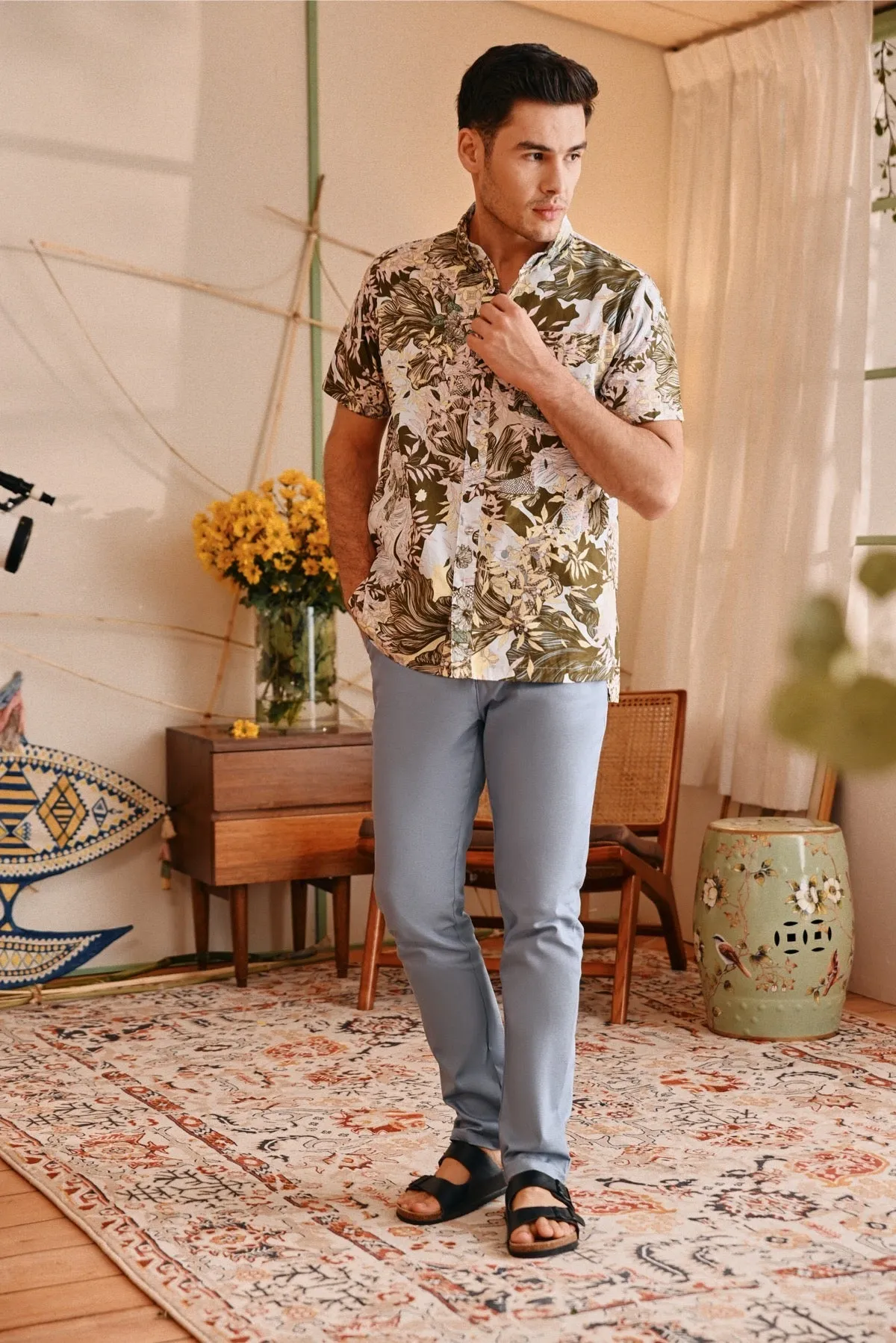 The Perfect Men Slim Fit Pants - Light Pigeon Blue