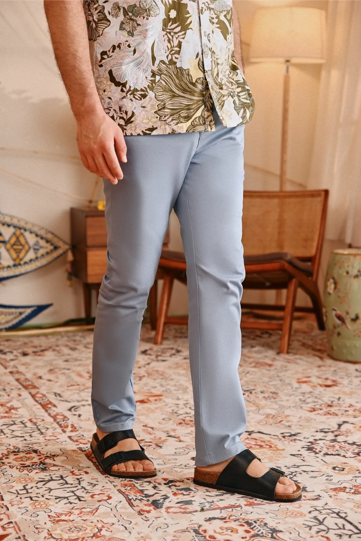 The Perfect Men Slim Fit Pants - Light Pigeon Blue