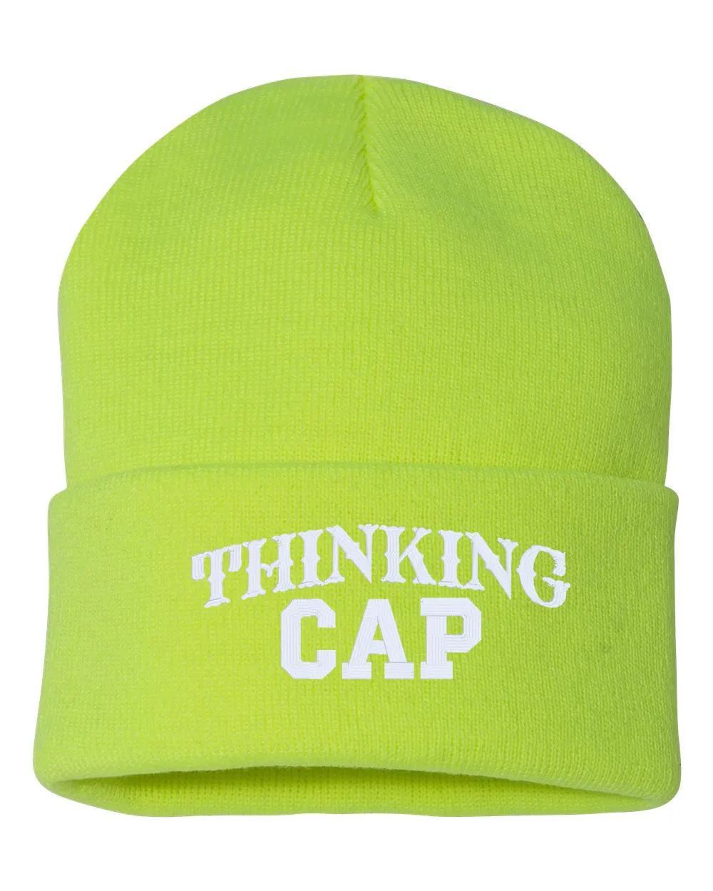 THINKING CAP Embroidered Cuffed Beanie Hat