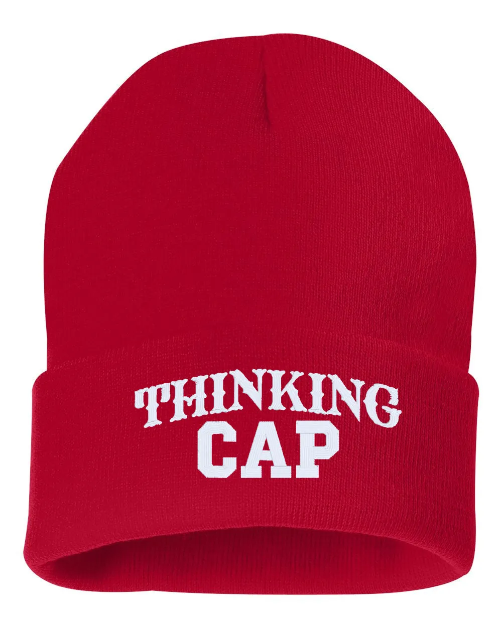 THINKING CAP Embroidered Cuffed Beanie Hat