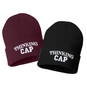 THINKING CAP Embroidered Cuffed Beanie Hat