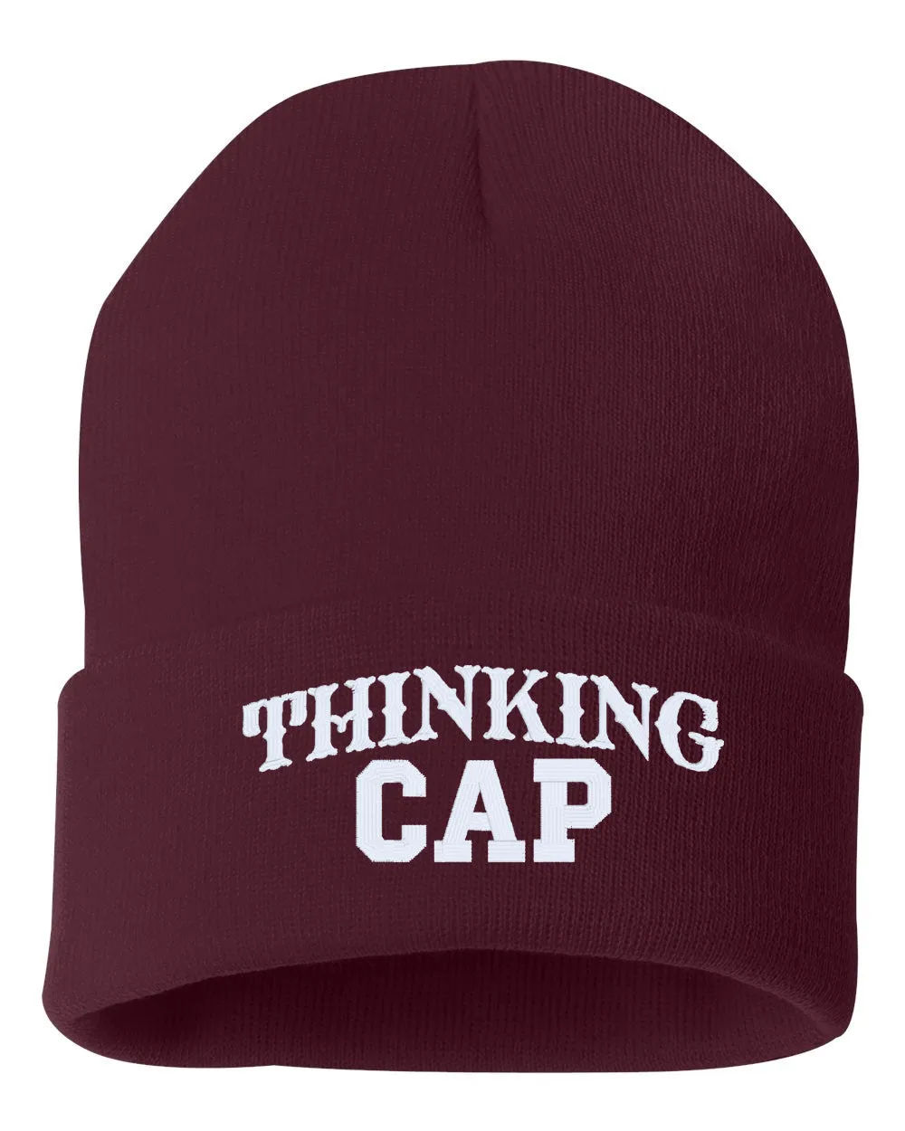 THINKING CAP Embroidered Cuffed Beanie Hat