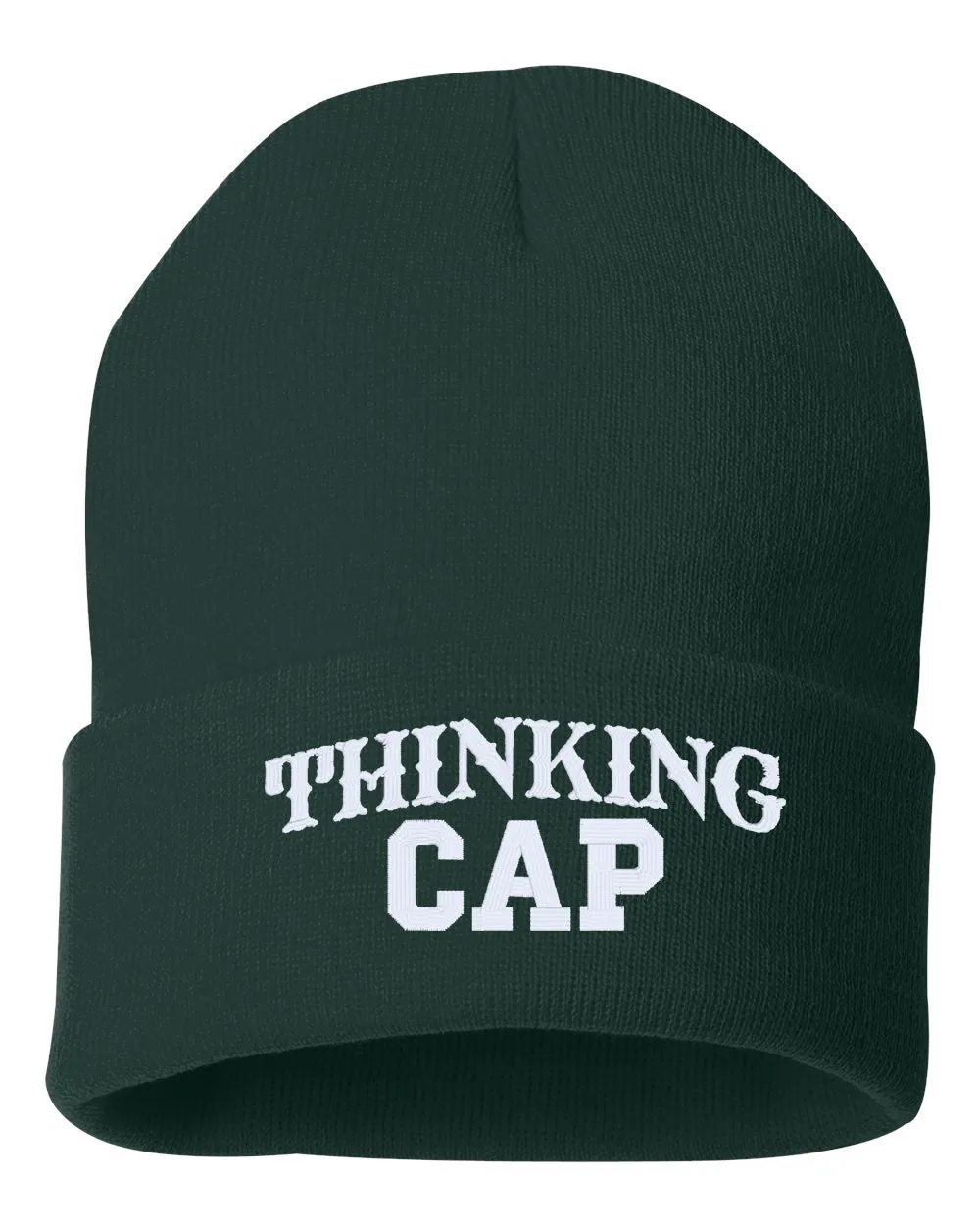THINKING CAP Embroidered Cuffed Beanie Hat