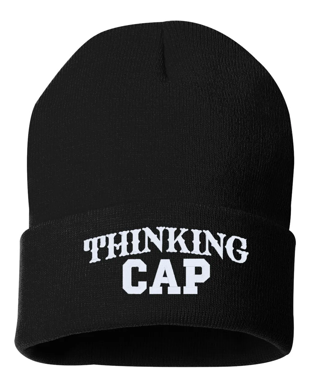 THINKING CAP Embroidered Cuffed Beanie Hat