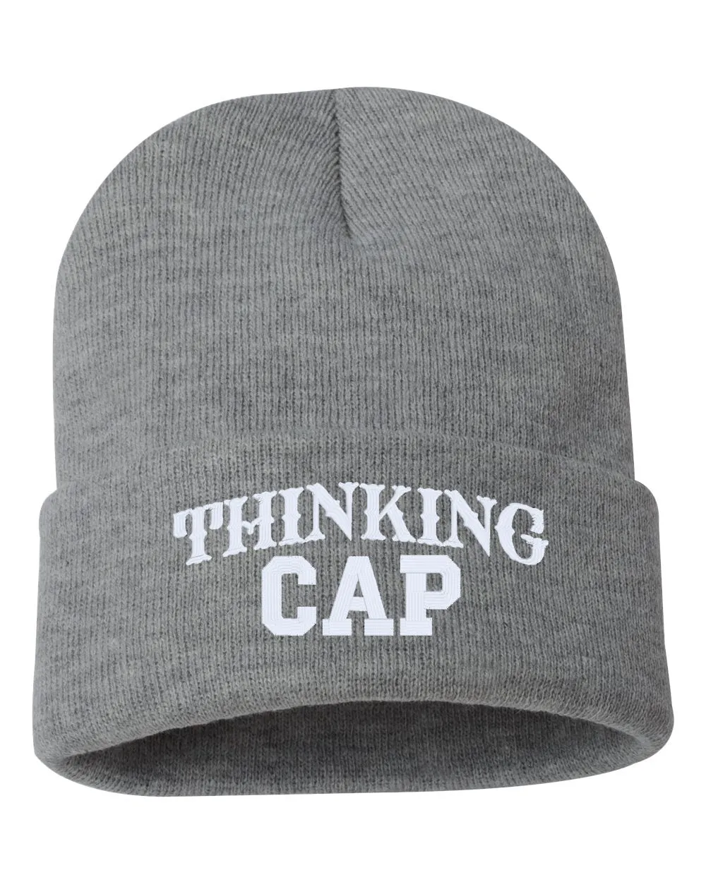 THINKING CAP Embroidered Cuffed Beanie Hat