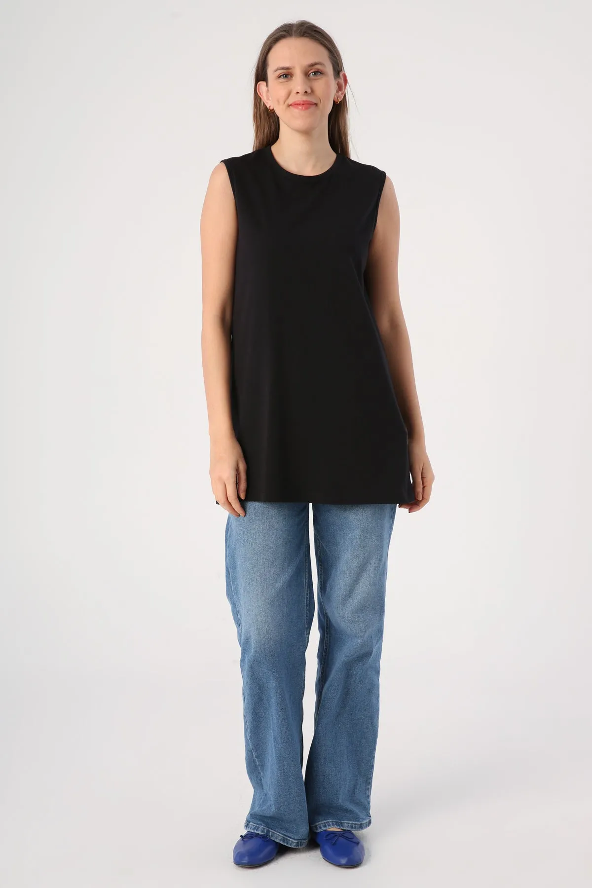 TLD Women Allday Black Printed Sleeveless T-shirt Tunic - Prattville