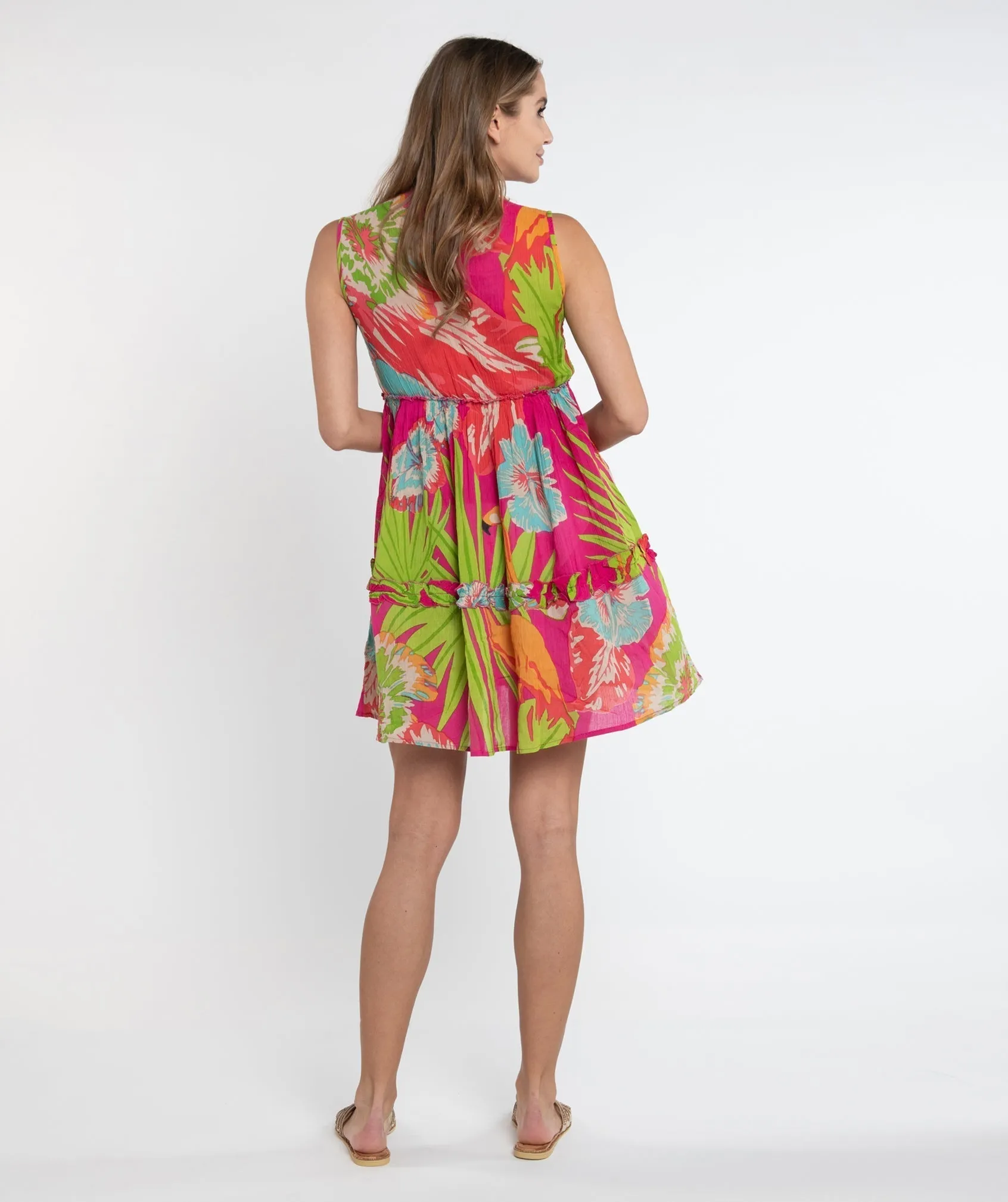 Tropical Print Slip-on Beach Dress