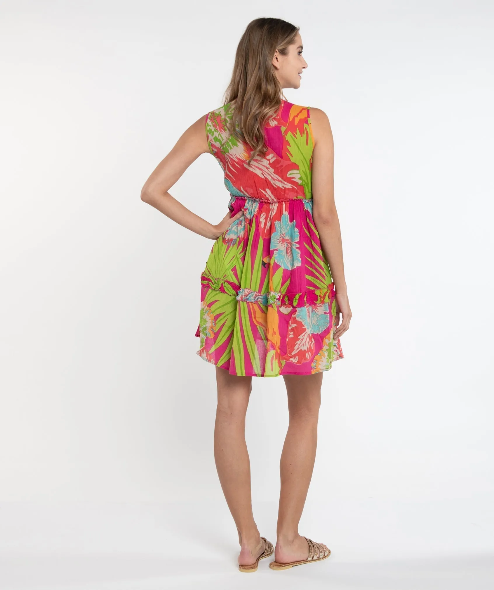 Tropical Print Slip-on Beach Dress
