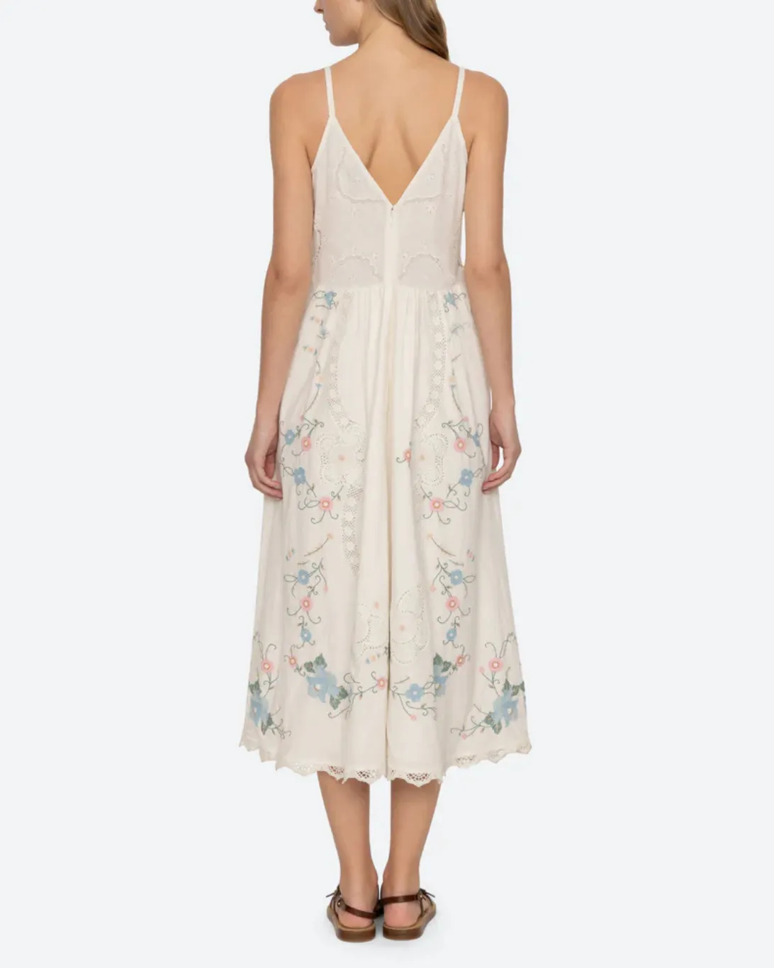 Vesna Embroidery Slip Dress | White