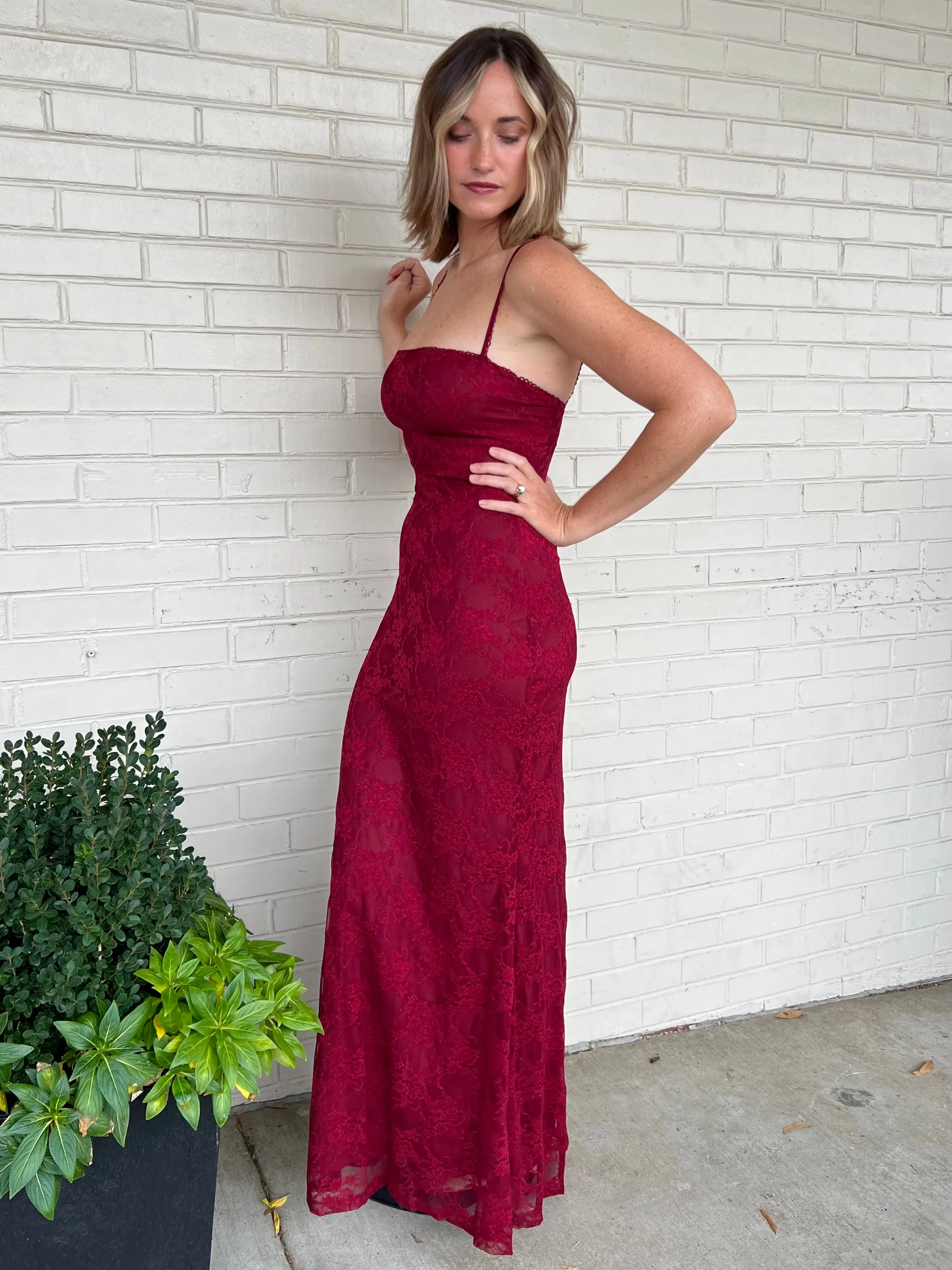 Vetiver Lace Slip Dress