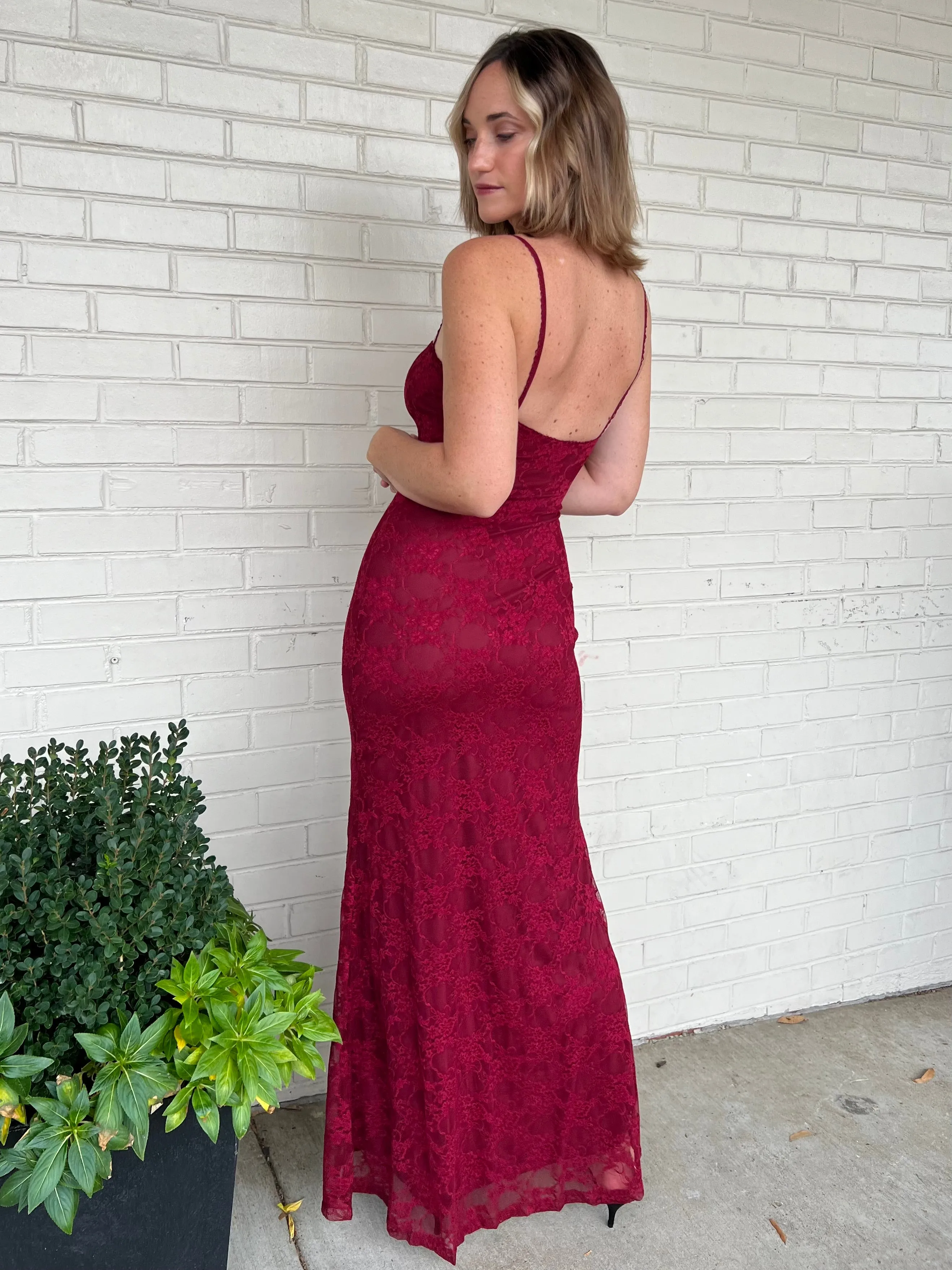 Vetiver Lace Slip Dress