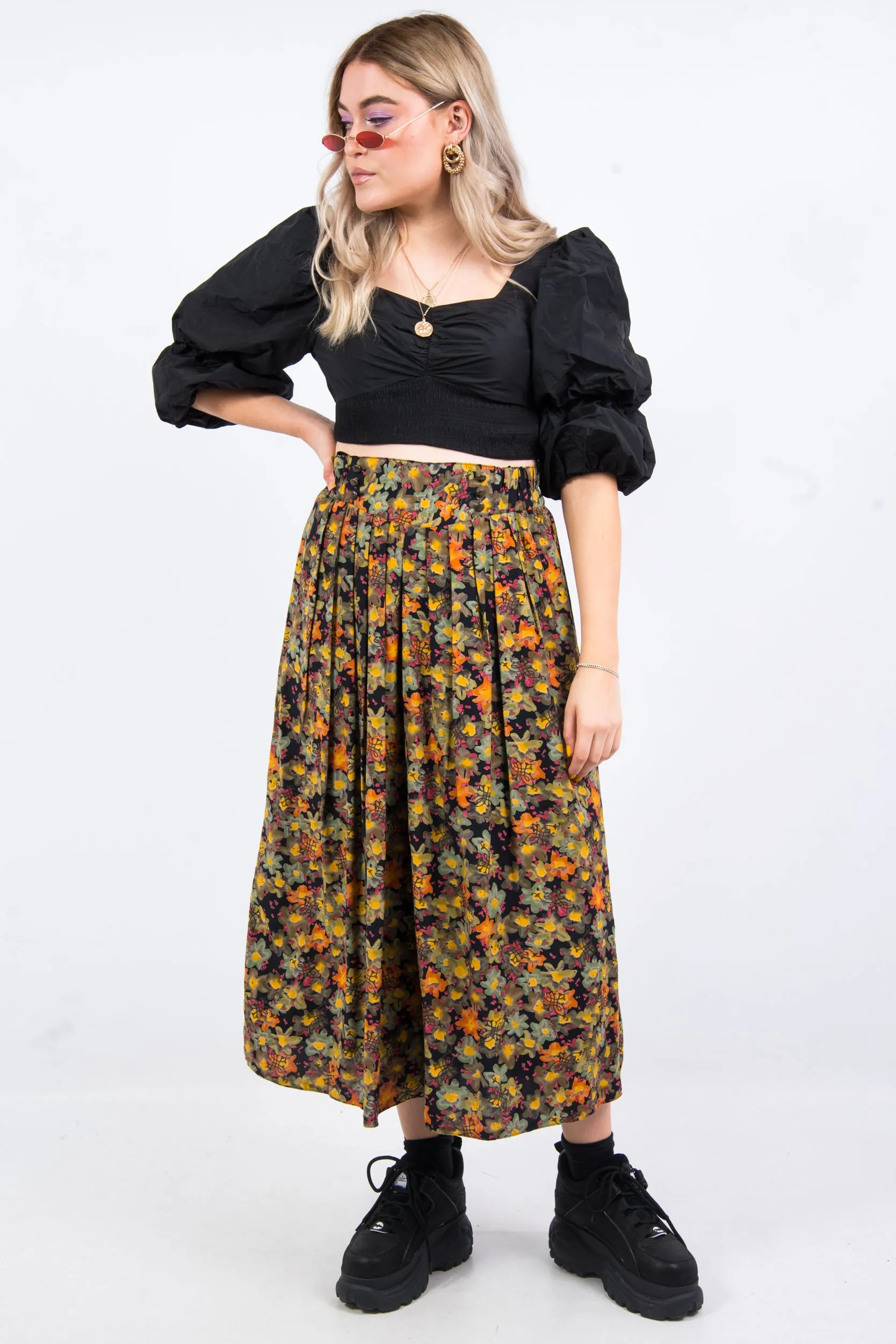 Vintage 90's Floral Culottes Trousers