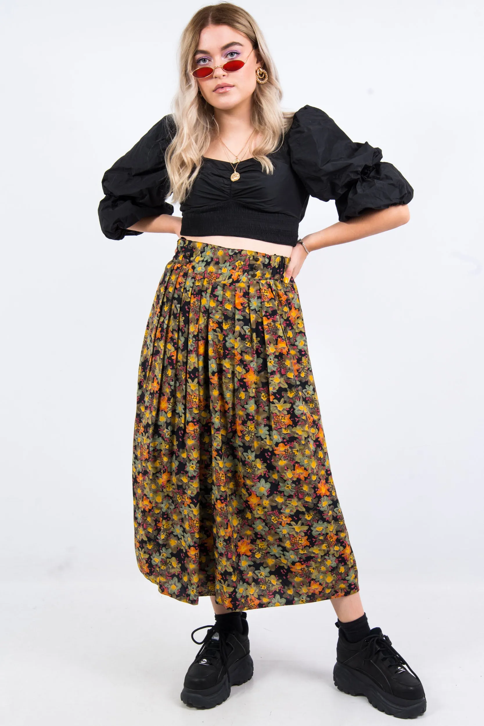 Vintage 90's Floral Culottes Trousers