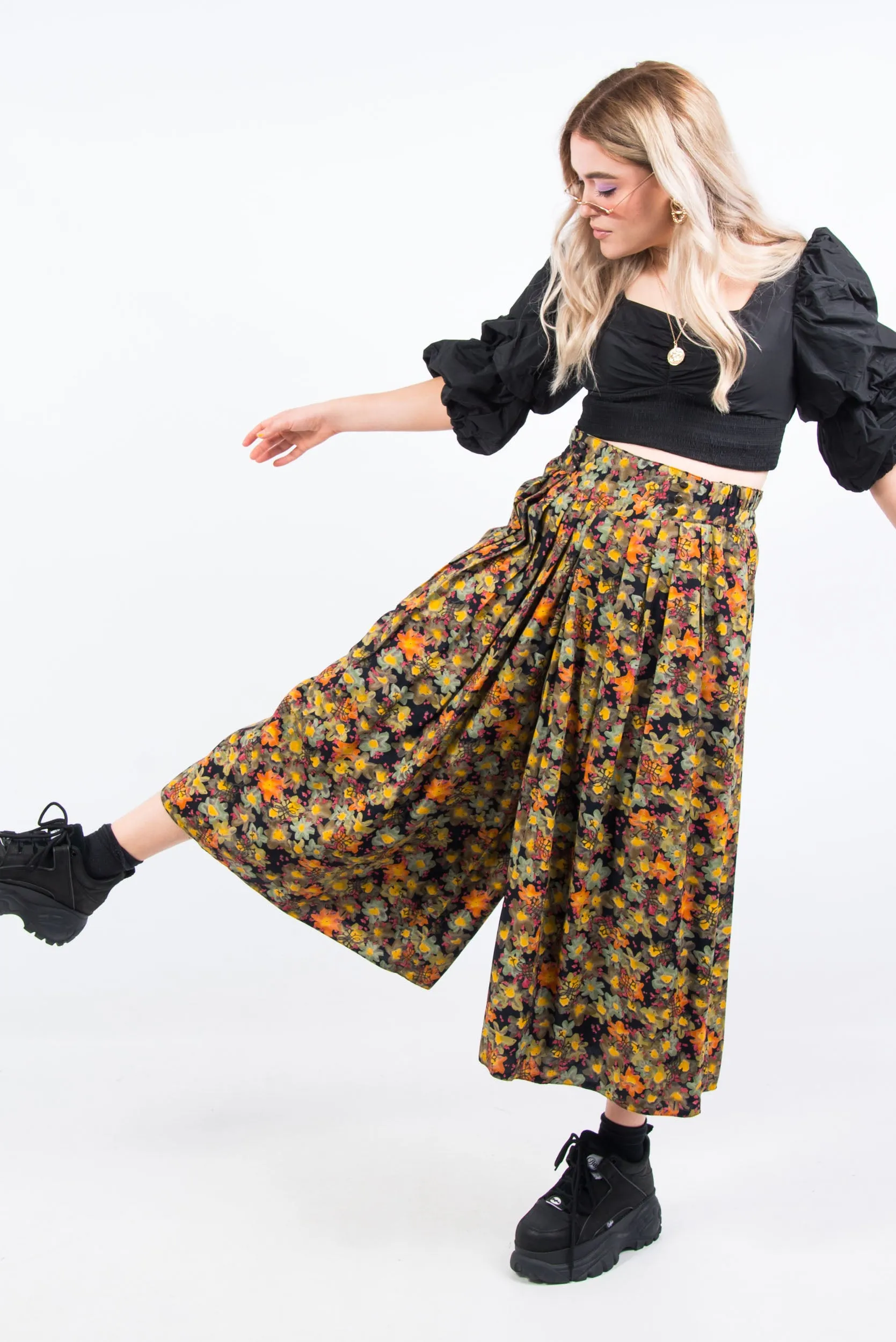 Vintage 90's Floral Culottes Trousers