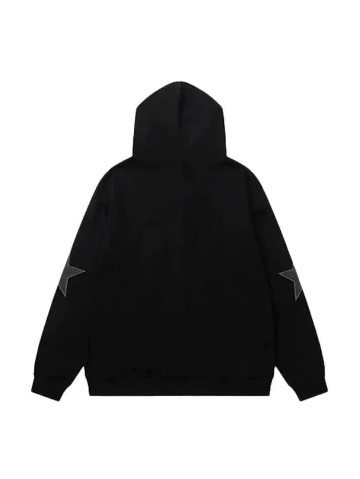 Wenkouban-Spring Casual Outfits Y2K Outfits Star Zip Up Oversized Hoodie