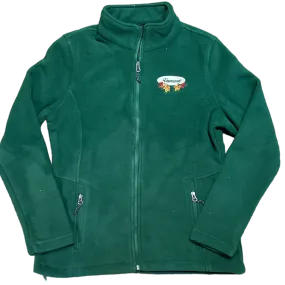 Women’s Full Zip Fleece Jacket – White Fall Leaves Oval Embroidery
