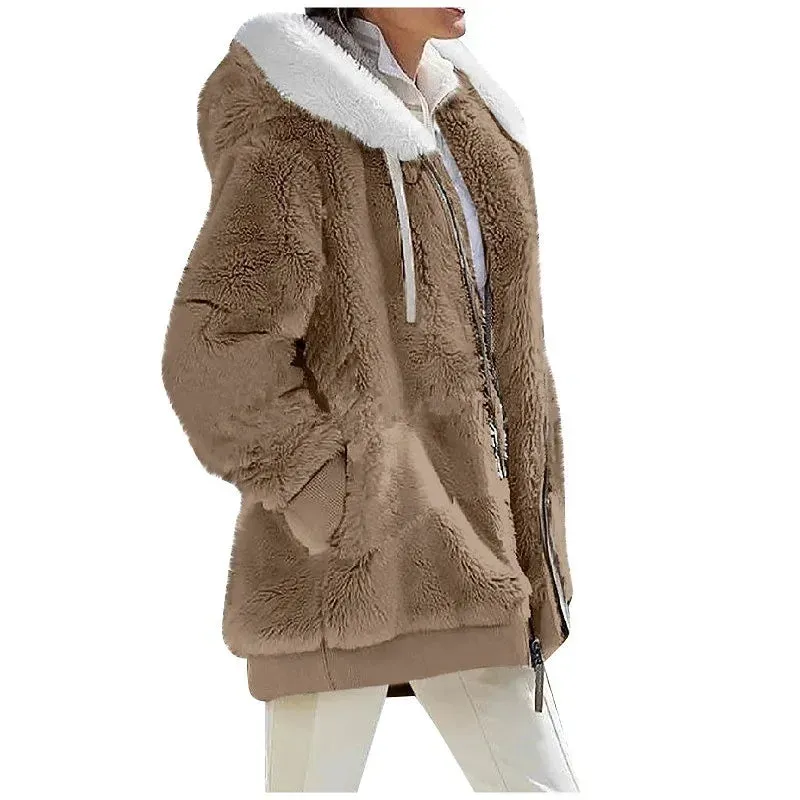 Women's Hooded Zipper Cashmere Fleece Coats