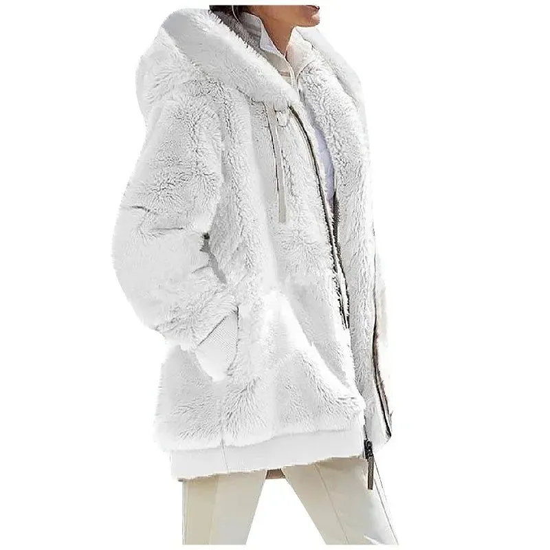 Women's Hooded Zipper Cashmere Fleece Coats