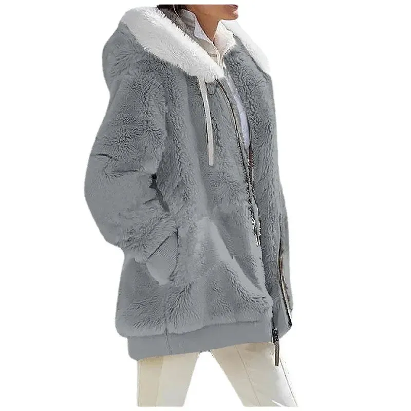 Women's Hooded Zipper Cashmere Fleece Coats