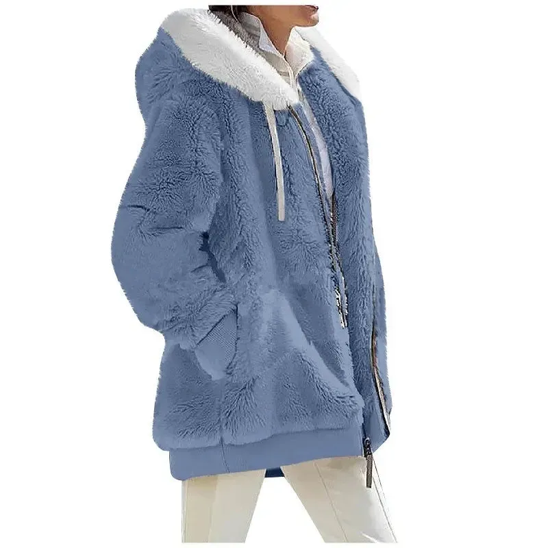 Women's Hooded Zipper Cashmere Fleece Coats