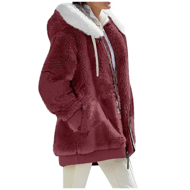 Women's Hooded Zipper Cashmere Fleece Coats