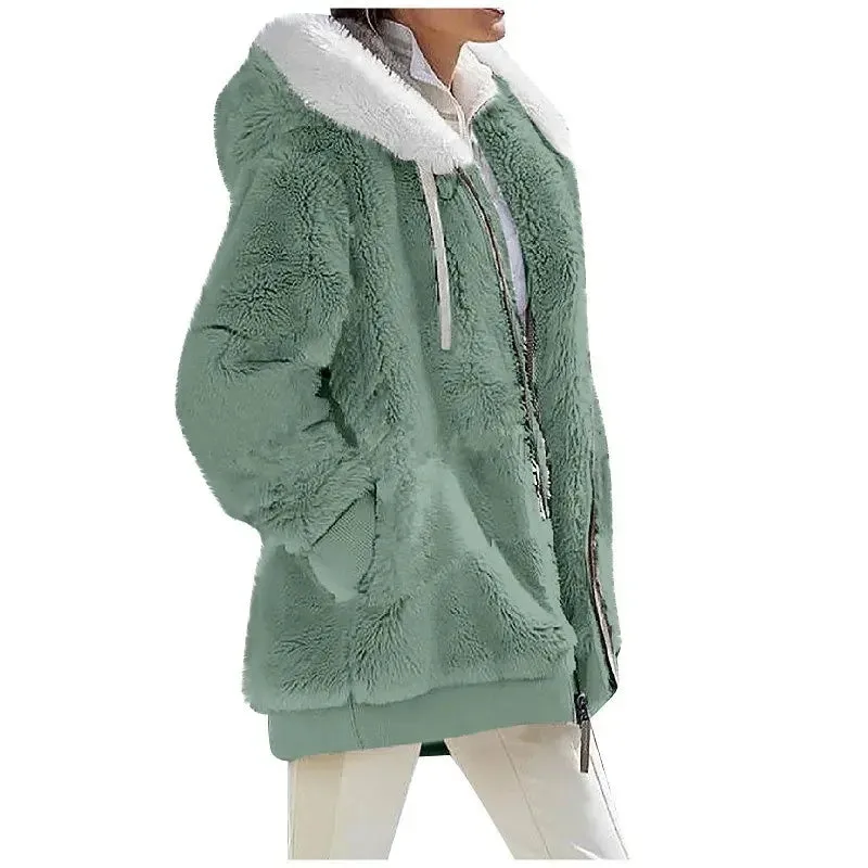 Women's Hooded Zipper Cashmere Fleece Coats