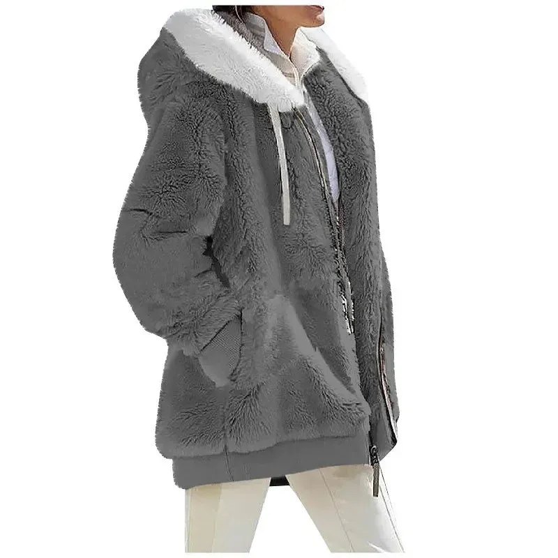 Women's Hooded Zipper Cashmere Fleece Coats