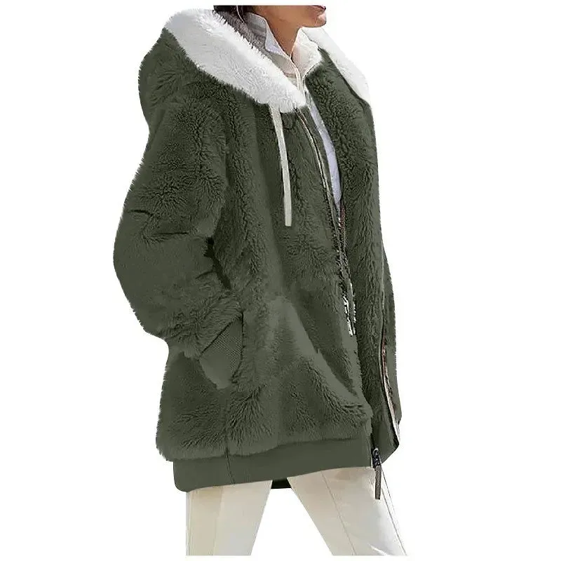 Women's Hooded Zipper Cashmere Fleece Coats