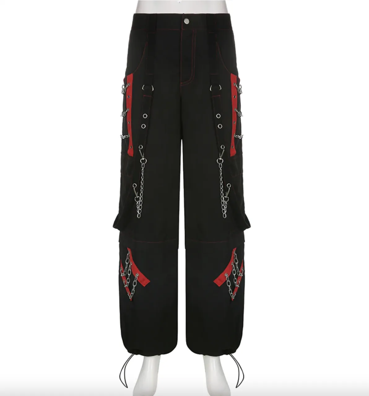 Women's Spring/Autumn Gothic Bandage Chain Hip Hop Casual Pants