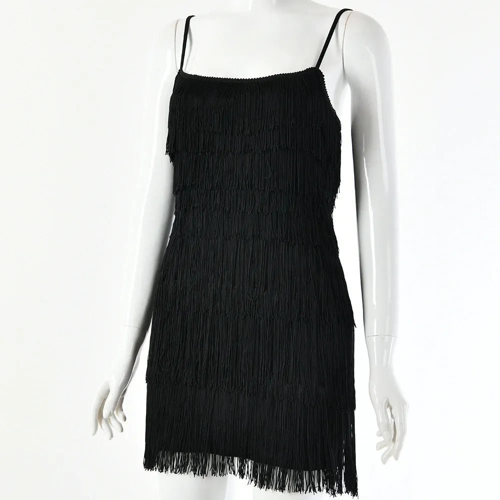 Women's Summer Sheath Polyester Short Dress With Tassels