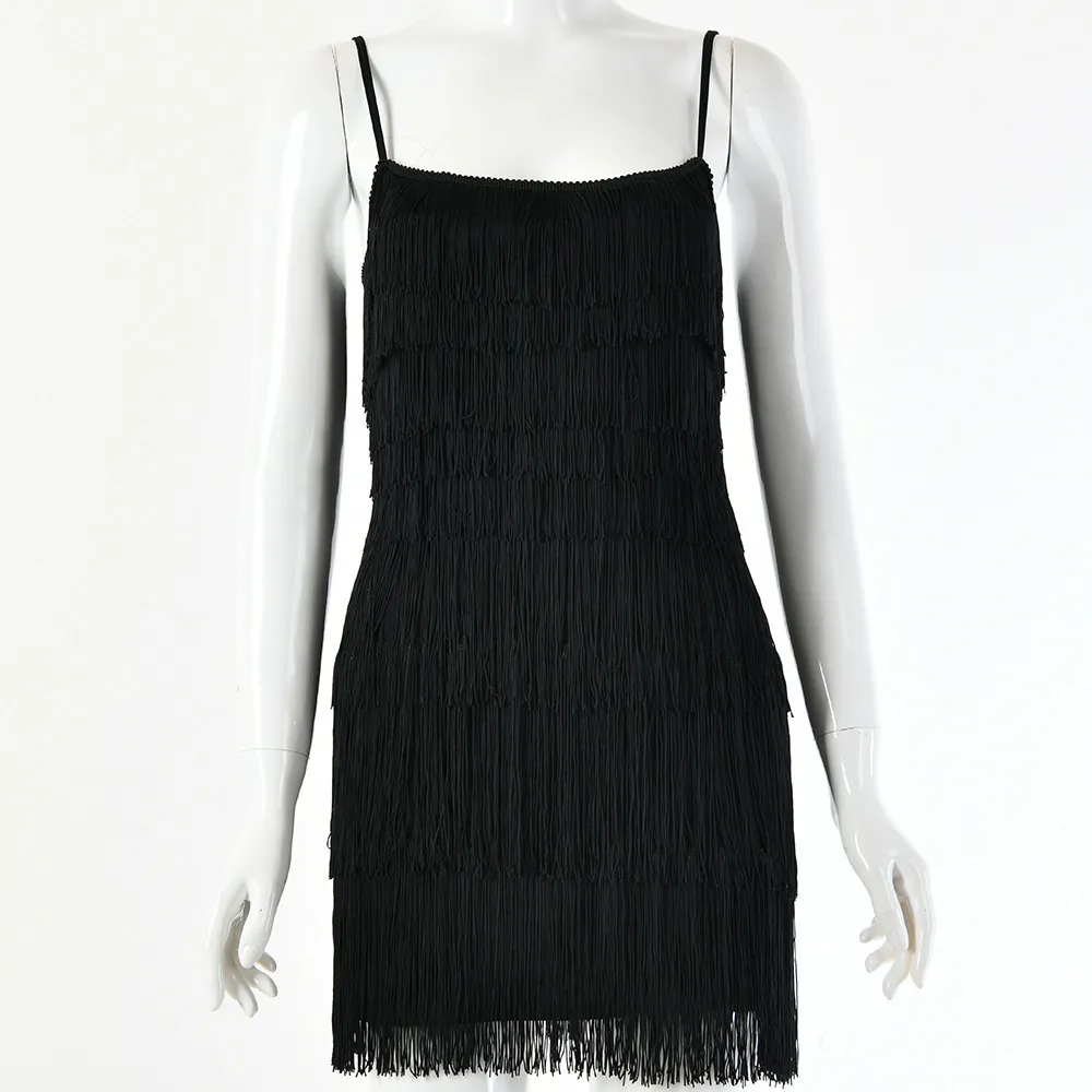 Women's Summer Sheath Polyester Short Dress With Tassels