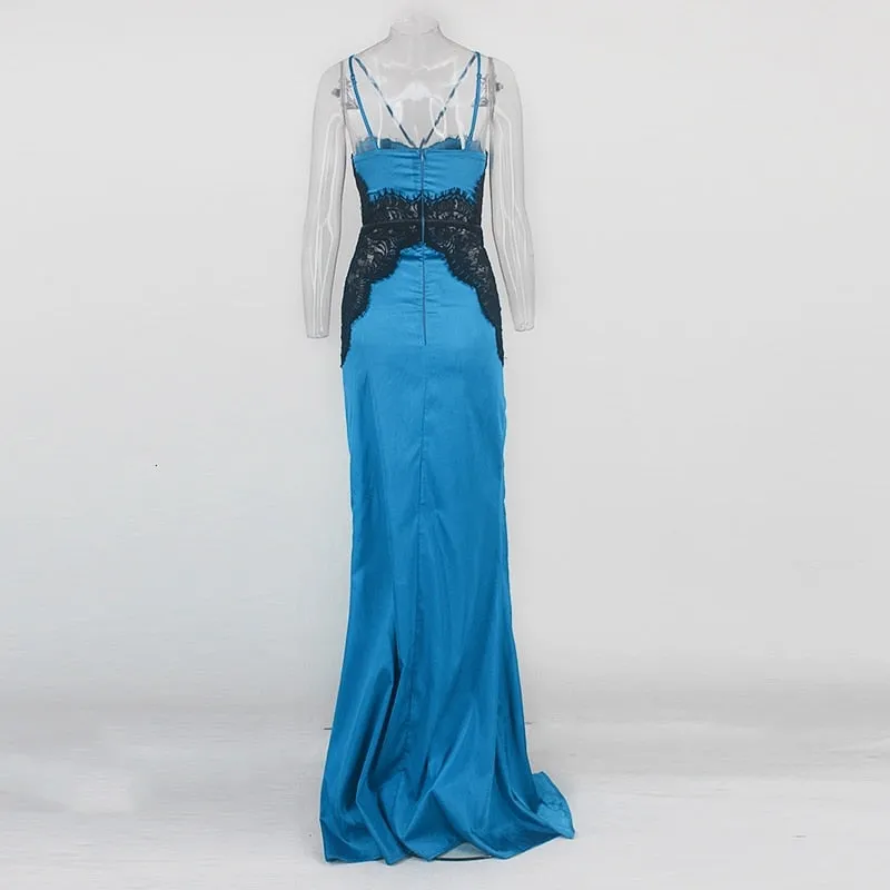 Women's Summer Sleeveless Sheath Long Dress With Lace