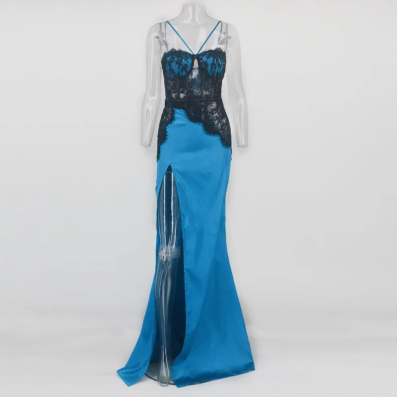 Women's Summer Sleeveless Sheath Long Dress With Lace