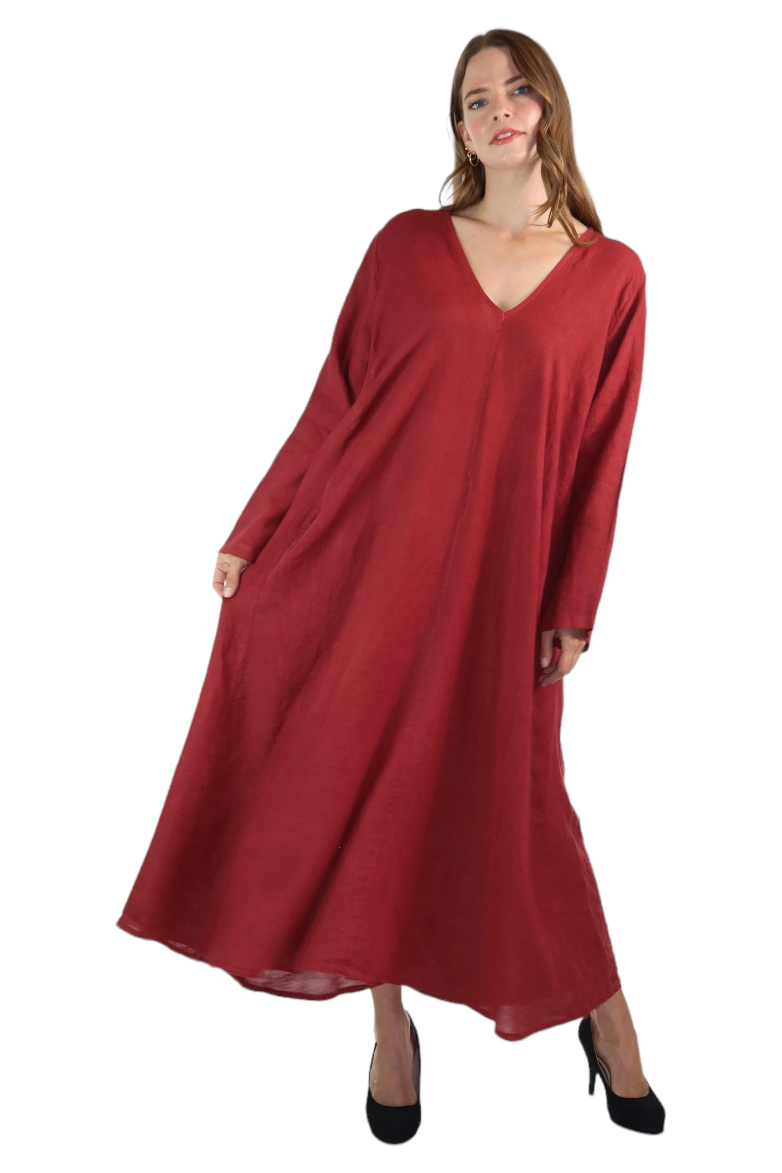 Womens Swing Maxi Dress, Loose Fitting, Made in Italy | Regular and Plus Sizes, 100% Linen
