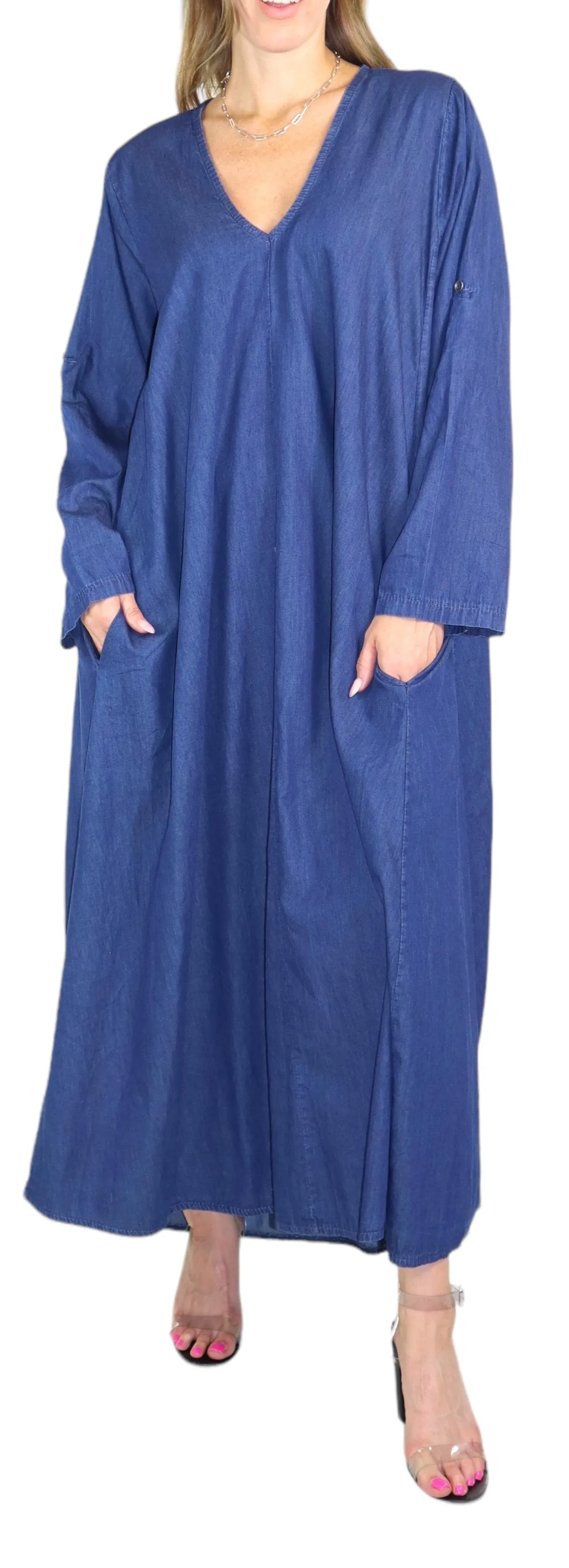 Womens Swing Maxi Dress, Loose Fitting, Made in Italy | Regular and Plus Sizes, 100% Linen