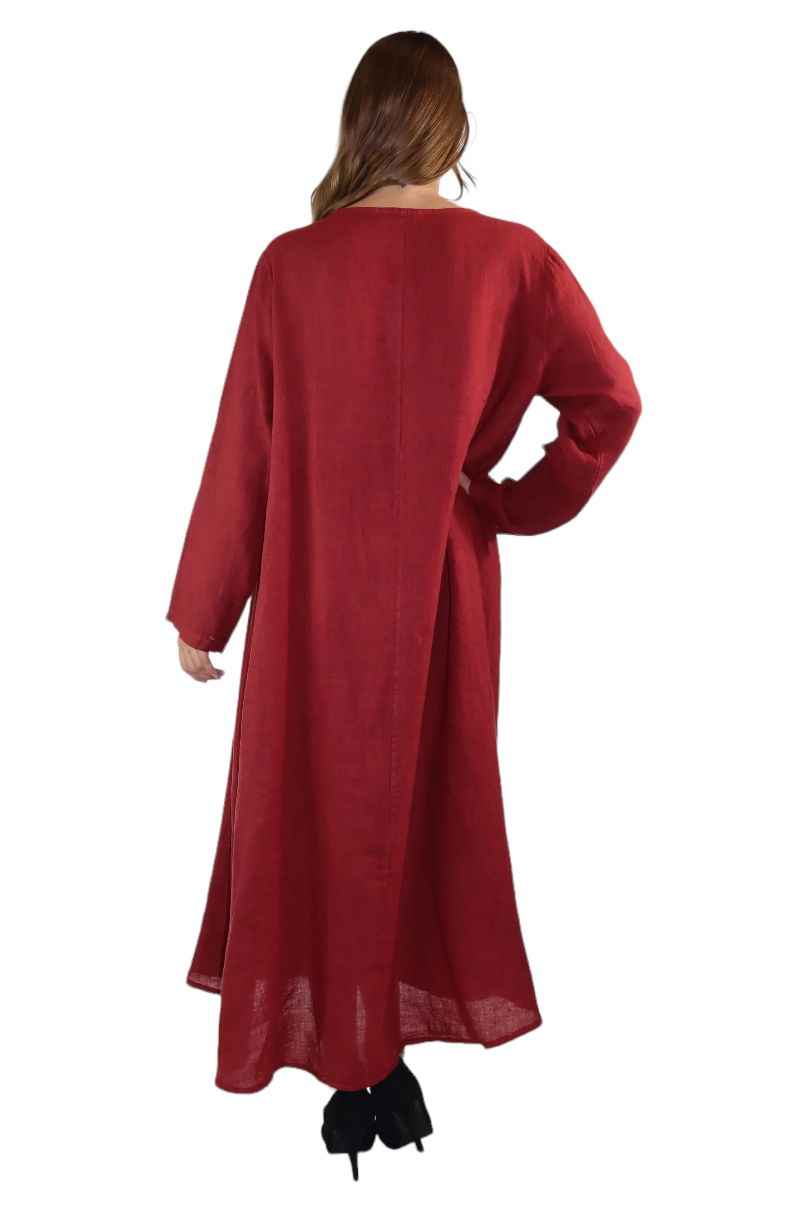 Womens Swing Maxi Dress, Loose Fitting, Made in Italy | Regular and Plus Sizes, 100% Linen